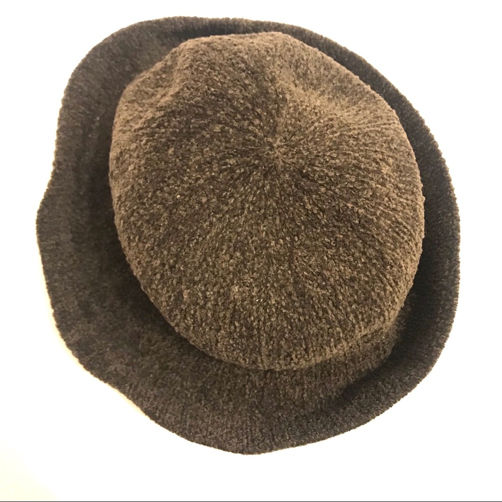 KANGOL Brown Soft Velvet Chenille Round Bowler Hat